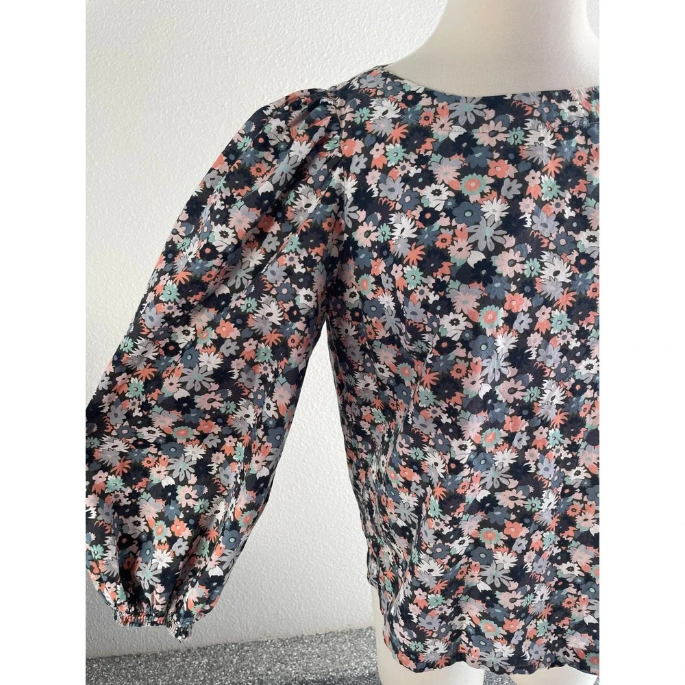 Boden Womens 8 Floral Puff Sleeve Blouse Multi Color Daisy Print Top